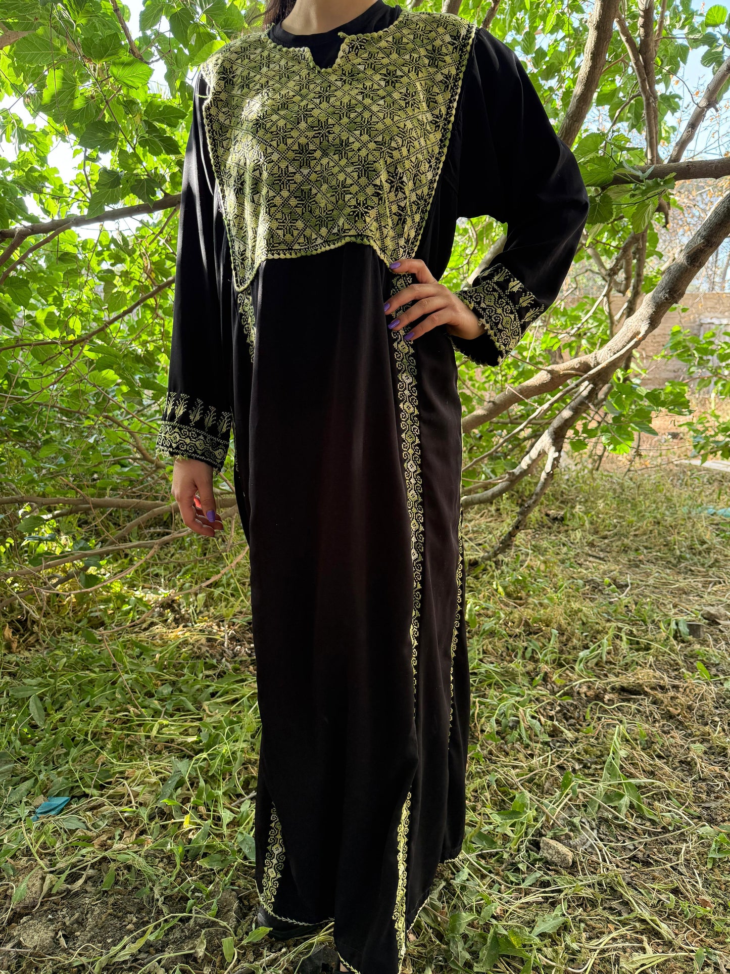 Vintage Handwoven Palestinian Thobe - Embroidered Handmade Tatreez