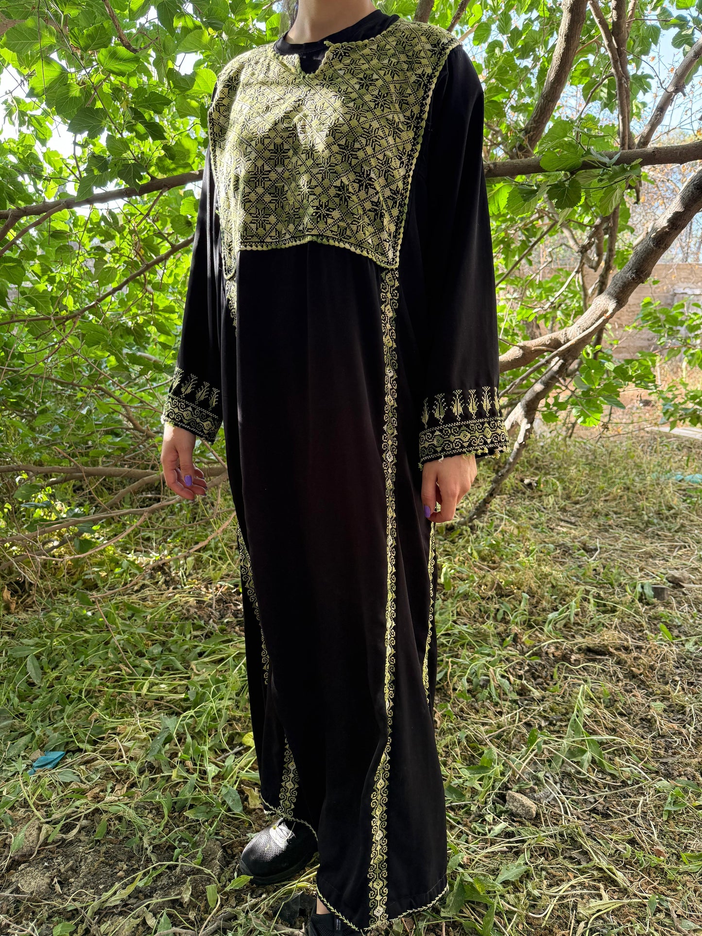 Vintage Handwoven Palestinian Thobe - Embroidered Handmade Tatreez