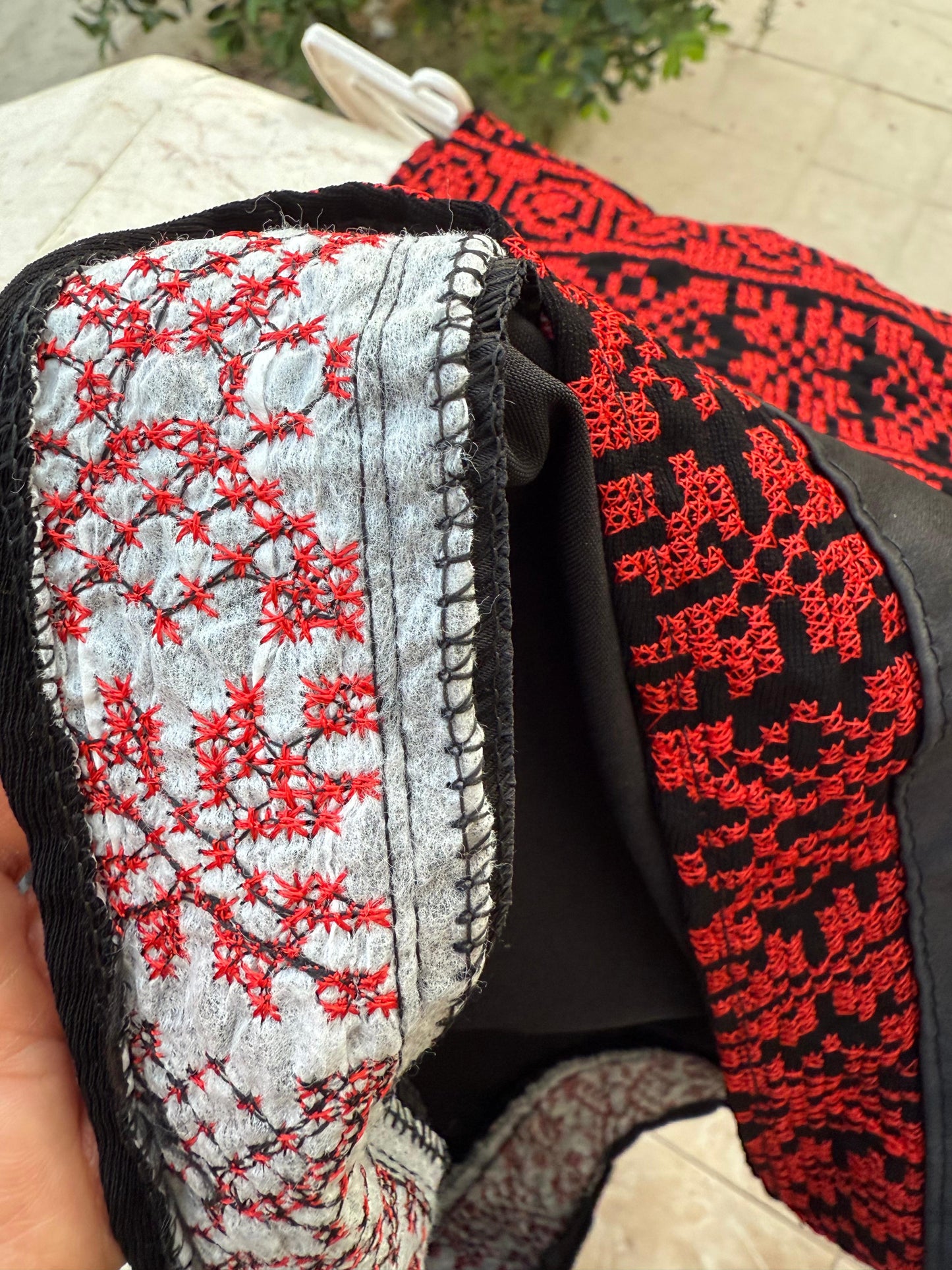 Girls’ Traditional Thobe Dress – Black with Red Embroidery
