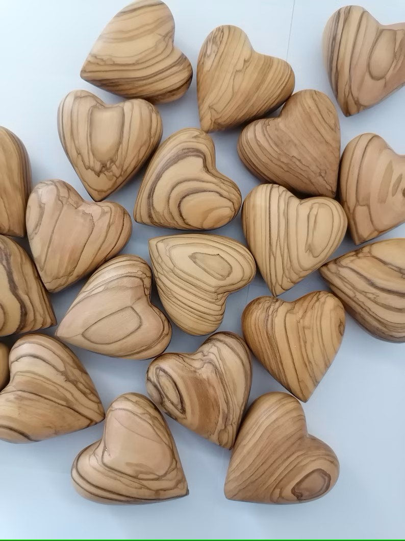 Olive Wood 3D Hearts from Holyland - Various Quantities