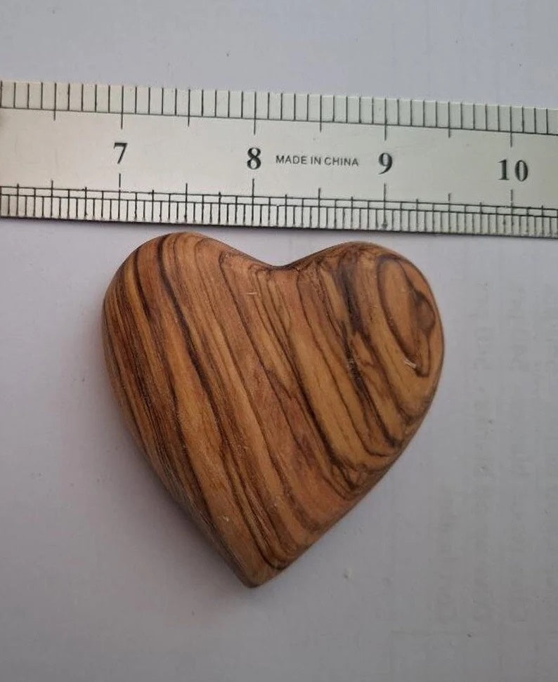 Unique Olive Wood Flat Hearts from Holyland - Available in Various Sizes and Quantities