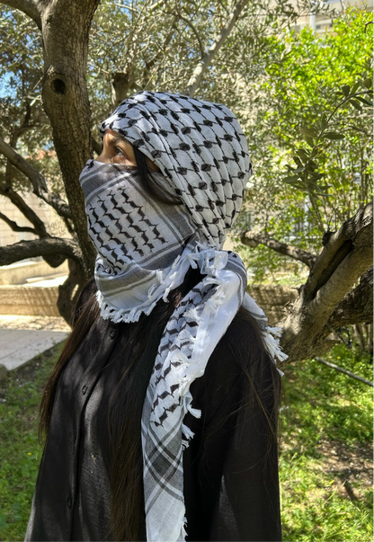 Original Palestinian Kufiya - Classic Handmade Kuffeyeh - Arabic Hatta Arafat Pattern Scarf