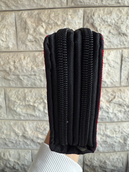 Red & Black Palestinian Embroidered Wallet – Double Zipper Clutch