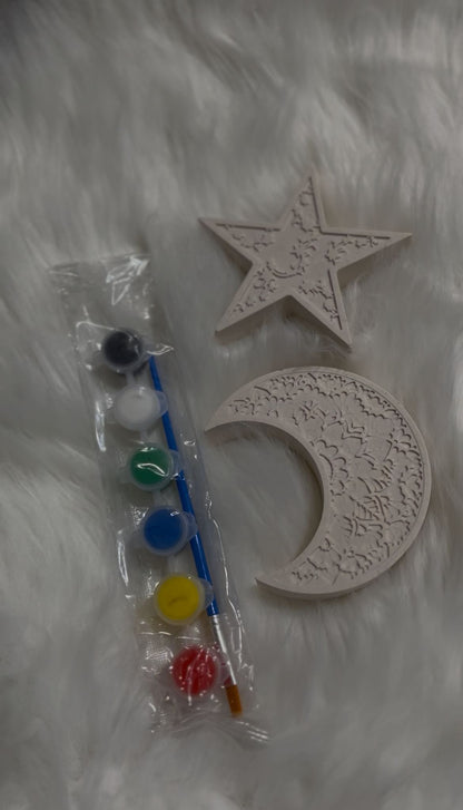 Customized Ramadan Moon & Star Gypsum Decor – Eid Home Decoration - Available in 3 Designs
