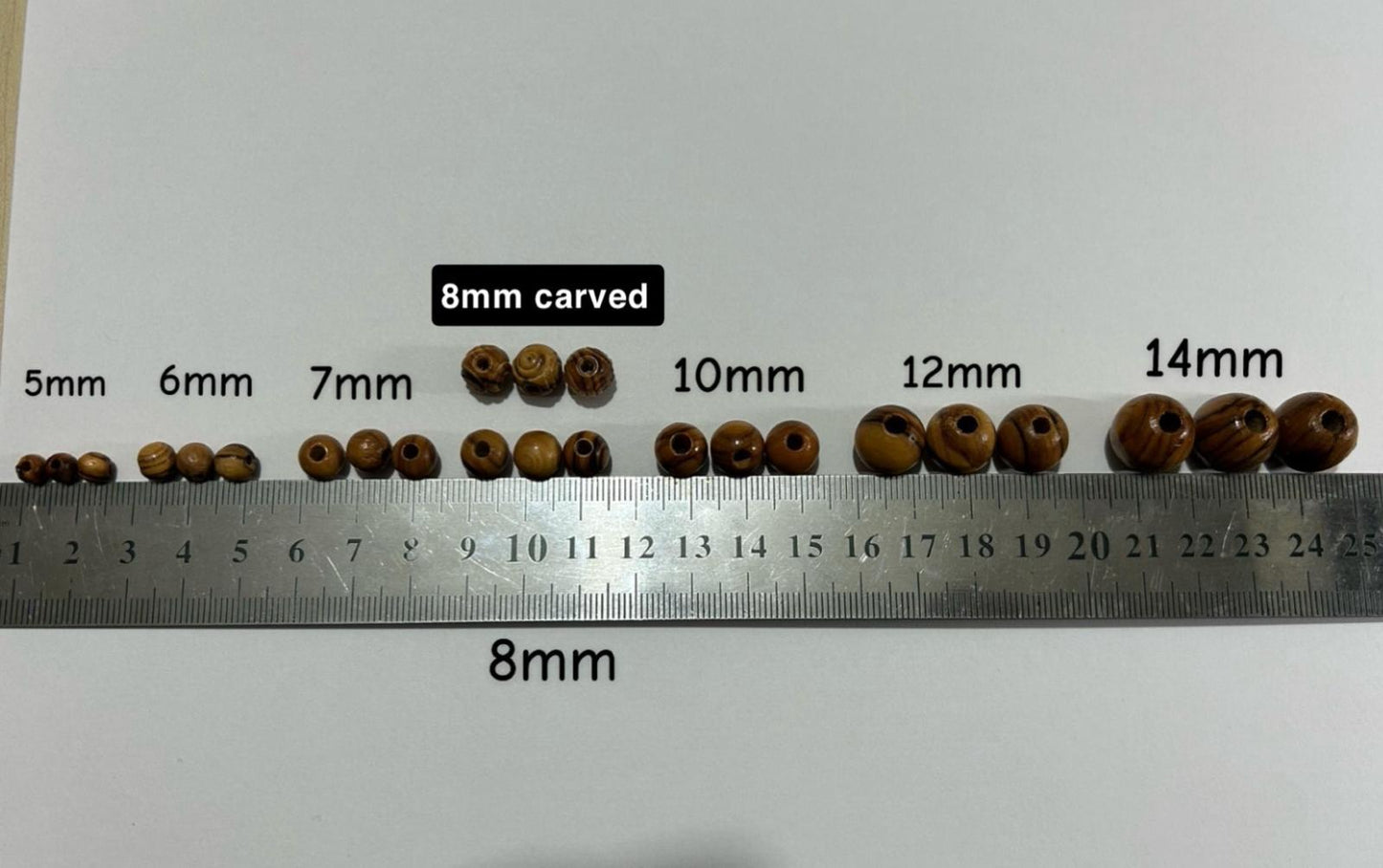 Olive Wood Holy Land Round Beads - for Jewelry, Gifts and Crafts - in Various Quantities (10mm - 12mm - 14mm)